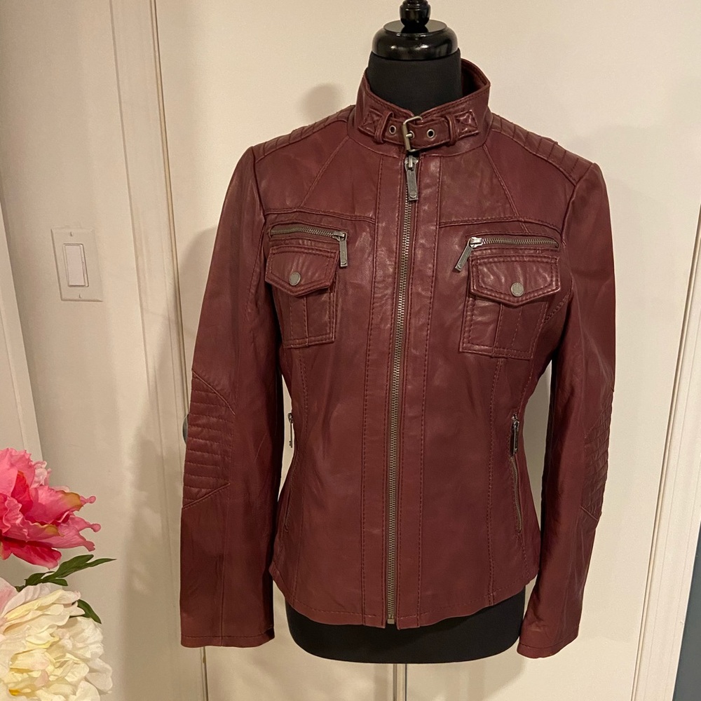 Michael Kors leather bomber jacket.